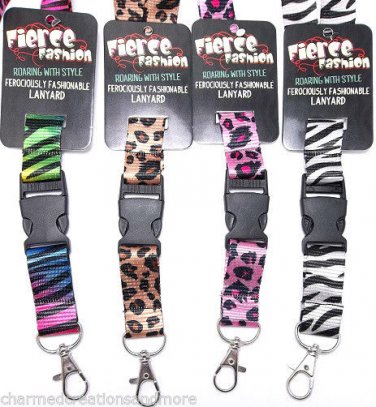Zebra Rainbow Pink Cheetah Animal Print ID Lanyard Teacher Student Parent
