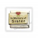 In Memory Of My Sister Red Heart With Scrolls 9mm Italian Charm Modular Link