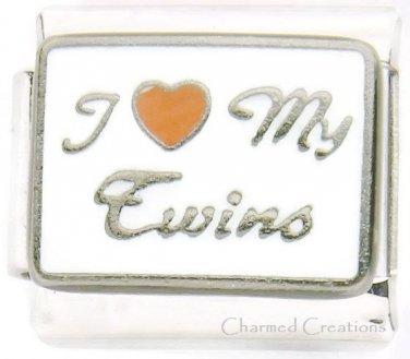 9mm Italian Charm I Love My Twins Kids Son Daughter Stainless Steel Modular Link