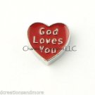 10pc Lot Red Heart God Loves You Religious Jesus Floating Charm For Lockets