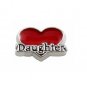 Red Heart Daughter Love Silver Tone Floating Charm For Glass Memory Lockets