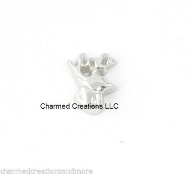 Silver Tone Buck Elk Deer Head Rack Floating Charm For Glass Memory Locket