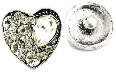 USA SELLER Interchangeable Button Snap Jewelry Teardrop Clear Heart 18mm 273-3