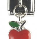 9mm Italian Charm Stainless Modular Dangle Link Red Apple Teacher School