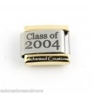 Class Of 2004 School College Gold Trim Matte Laser 9mm Italian Charm Link