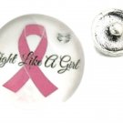 Interchangeable Button Snap Jewelry Pink Ribbon Fight Like A Girl 18mm 314