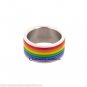Gay Pride Stainless Steel Wedding Band Jelly Rainbow Ring 6 7 8 9 10 11 12 13