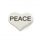 Peace Silver Tone Heart Floating Charm For Glass Memory Locket Necklaces