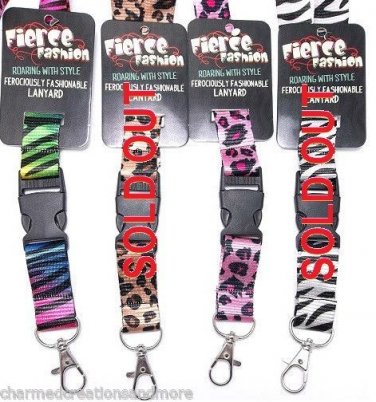 10pc Lot Zebra Rainbow Pink Cheetah Animal Print Lanyard Teacher Student Parent