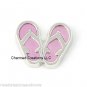 Silver Tone & Pink Flip Flop Sandals Floating Charm For Glass Memory Lockets