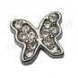 Silver CZ Butterfly Floating Charm For Glass Memory Locket Necklace Or Bracelet