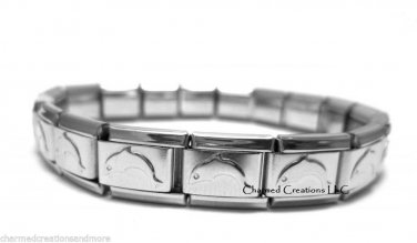 Dolphin Whale Beach 9mm Italian Charm Shiny Stainless Steel Starter Bracelet