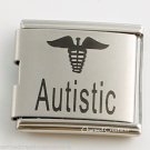 Autistic Autism Awareness Caduceus Medical Alert 9mm Italian Charm Mega Link