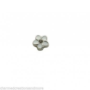 10pc Lot White Daisy CZ Flower Floating Charm Fits Glass Memory Lockets