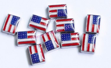 10pc Lot US American Flag Military Floating Charm For Glass Memory Locket