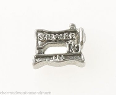 Silver Tone Old Fashioned Sewing Machine Floating Charm For Memory Locket