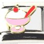 Ice Cream Sundae With Cherry Dessert 9mm Italian Charm Stainless Steel Link