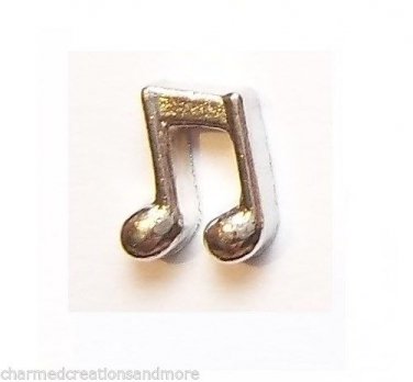 Silver Tone Music Eighth Note Floating Charm For Our Glass Memory Lockets