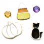 Halloween Floating Charms White Pumpkin Black Cat Candy Corn Purple Orange Gems