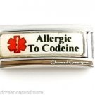 Allergic To Codeine Meds Caduceus Medical Alert ID 9mm Italian Charm Superlink