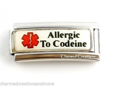 Allergic To Codeine Meds Caduceus Medical Alert ID 9mm Italian Charm Superlink
