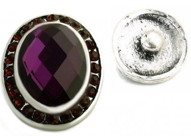 USA SELLER Interchangeable Button Snap Jewelry Faceted Purple Oval 18mm 223