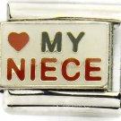 9mm Italian Charm I Love My Niece Red Heart Stainless Steel Enamel Modular Link