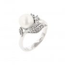 Fleur Faux Pearl Floral Engagement Wedding Ring White Gold Bond Sz 6 7 8 9 10