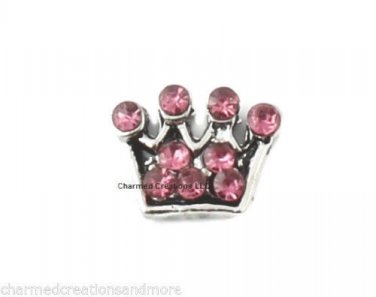 10pc Lot Royal Princess Crown Pink Tiara Floating Charm For Memory Lockets