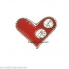 Red CZ Heart Love Silver Tone Floating Charm For Memory Glass Lockets