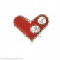 Red CZ Heart Love Silver Tone Floating Charm For Memory Glass Lockets