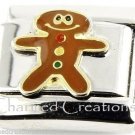 Gingerbread Boy Christmas Cookie 9mm Italian Charm Stainless Modular Link
