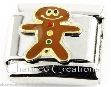 Gingerbread Boy Christmas Cookie 9mm Italian Charm Stainless Modular Link