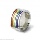Stainless Steel Gay Pride Wedding Band Rainbow Ring Sizes 6 7 8 9 10 11 12