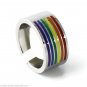 Stainless Steel Gay Pride Wedding Band Rainbow Ring Sizes 6 7 8 9 10 11 12