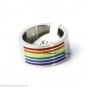 Stainless Steel Gay Pride Wedding Band Rainbow Ring Sizes 6 7 8 9 10 11 12