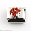 July Red Dog Paw Animal Print Birthstone Birthday 9mm Italian Charm Modular Link