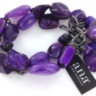 NWT ana N42076 AMY Purple Iridescent Beaded Shell Multi Strand Stretch Bracelet