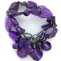 NWT ana N42076 AMY Purple Iridescent Beaded Shell Multi Strand Stretch Bracelet