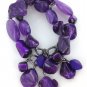 NWT ana N42076 AMY Purple Iridescent Beaded Shell Multi Strand Stretch Bracelet