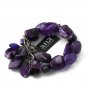 NWT ana N42076 AMY Purple Iridescent Beaded Shell Multi Strand Stretch Bracelet