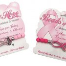 Pink Ribbon Breast Cancer Awareness Bead Adjustable  Bracelet HOPE