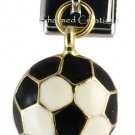 9mm Italian Charm Stainless Modular Dangle Link Soccer Ball Gold Sports