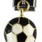 9mm Italian Charm Stainless Modular Dangle Link Soccer Ball Gold Sports