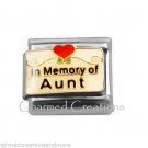9mm Italian Charm In Memory Of My Aunt Red Heart Scroll Stainless Modular Link