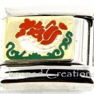 Gold Tone Santa Claus Sleigh Christmas 9mm Italian Charm Stainless Modular Link