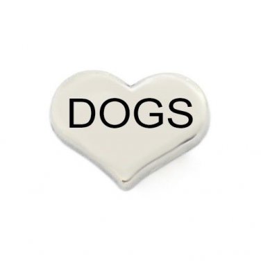 Silver Love Heart Dogs Floating Charm For Our Glass Memory Locket Necklaces