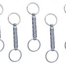 5pc Lot Of Valet Key Chains 9mm Italian Charm Dual O-Ring Fob Stainless Steel