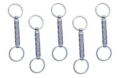 5pc Lot Of Valet Key Chains 9mm Italian Charm Dual O-Ring Fob Stainless Steel