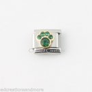 May Dark Green Dog Paw Animal Print Birthstone Birthday 9mm Italian Charm Link